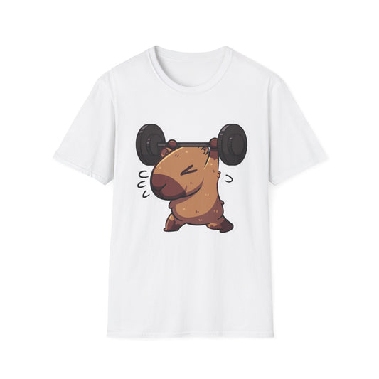 Cute Weightlifting Capybara Unisex Softstyle T-Shirt